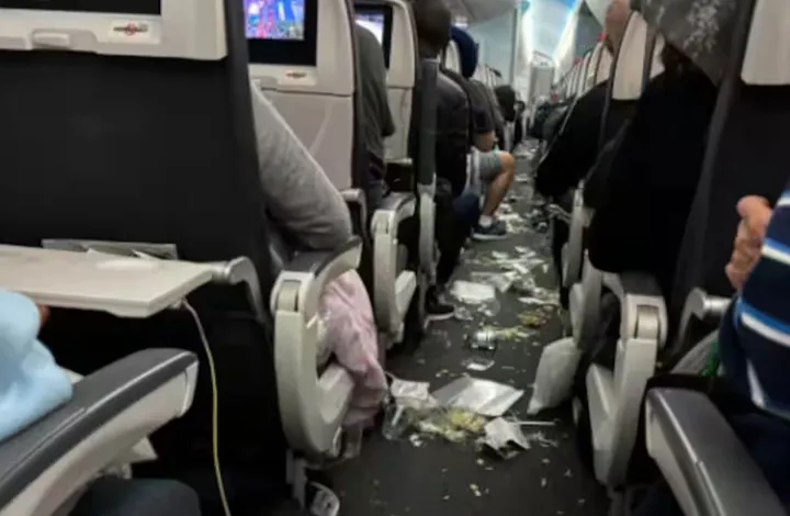 وقتی ظرف‌های غذا در هواپیما به پرواز در می‌آید